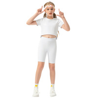 Pantalon de danse très élastique pour filles, short de yoga et de course respirant pour enfants, taille élastique, en Spandex/Nylon, motif uni 1