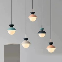 Éclairage moderne nordique décoration de la maison lustre Led Macaron boule de verre lampe suspendue de chevet