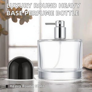 <span class=keywords><strong>Lechan</strong></span> Luxe Cilindrische Ronde Zware Bodem Geur Glazen Parfumflesjes Leeg met Pompsprayer 100ml 50ml 30ml - Product Image 2
