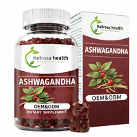 Fabricant de compléments nutritionnels OEM, complément alimentaire à base de racine d'ashwagandha sauvage, gommes à l'ashwagandha