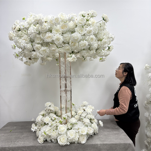 SMOOTH Wedding Events <b>Table</b> <b>Decoration</b> White Green Floral Circle Flower Centerpiece With Bottom Wreath - Product Image 4