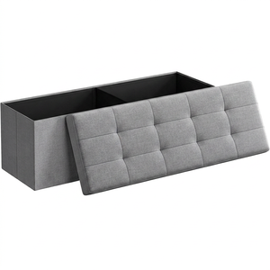 Banco de Almacenamiento Moderno de Tela con Tapa Acolchada para Sala de Estar, Muebles para el Hogar - Product Image 1