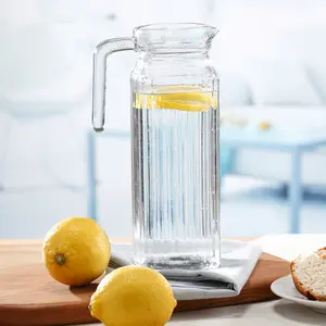 Jarra de vidrio para beber agua y zumo, con tapa de plástico, 1100ml, 37,2 oz