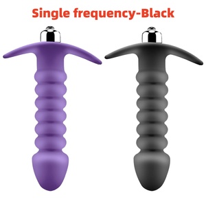 Mainan Anal silikon getar produk dewasa 2 in 1 Butt Plug Trainer untuk wanita pria pemijat silikon lembut Anal Plug Vibrator - Product Image 6