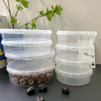 Récipient en plastique PP de qualité alimentaire avec boîte de rangement ronde hermétique inviolable pour dattes, noix, collations (personnalisable)