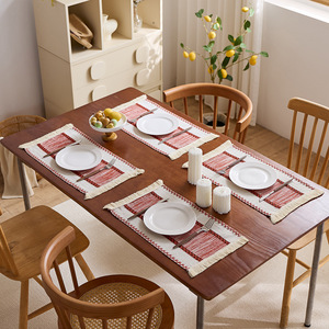 Hot Bán Polyester Oilproof Mô Hình Hình Học Bắc Âu Đơn Giản Màu Khối Tua Dệt Placemat Bảng <span class=keywords><strong>Runner</strong></span> Kỳ Nghỉ Đảng - Product Image 1