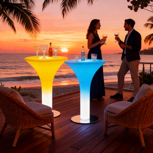 Table de <span class=keywords><strong>bar</strong></span> ronde lumineuse à DEL pour l'extérieur Table en plastique étanche pour mariage Hôtel Garden Party Occasions - Product Image 6