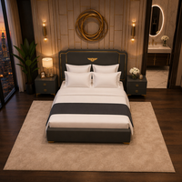 Ensemble de meubles de chambre d'hôtel économique et durable, avec tête de lit intégrée en placage de bois moderne, personnalisable OEM/ODM, pour lit King Size