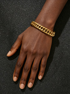 <span class=keywords><strong>Bracelet</strong></span> <span class=keywords><strong>en</strong></span> acier inoxydable plaqué <span class=keywords><strong>or</strong></span> 18 carats, style hip-hop, anti-rouille, chaîne cubaine, <span class=keywords><strong>bracelet</strong></span> fin pour homme, cadeau - Product Image 2