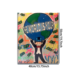 Arte en Lienzo de Grafiti, Pintura Pop Art de 'El Mundo es Tuyo' para Decoración de Paredes, Arte Urbano Moderno - Product Image 1