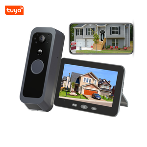 Sonnette vidéo sans fil étanche IP65 5000mAh, détection de mouvement, moniteur de sécurité domestique avec écran LCD de 4 pouces - Product Image 1