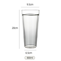 Tasse à café simple en verre borosilicate à double paroi, mug à lait transparent 400ml 800ml, verre pour boissons chaudes et froides