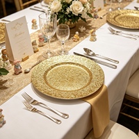 Assiettes de Présentation Dorées en Plastique de Luxe Tendance pour Mariages et Événements – Vente en Gros