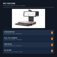 Mesin Kasir POS Timbangan AI Checkout Layar Sentuh Kapasitif 15,6 Inci Timbangan 15kg Printer 58mm Bluetooth/Wi-Fi Windows