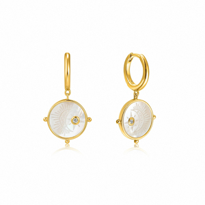 Delicados colgantes de concha de perla gota joyería fina pendientes de aro de Plata de Ley 925 para mujer - Product Image 3