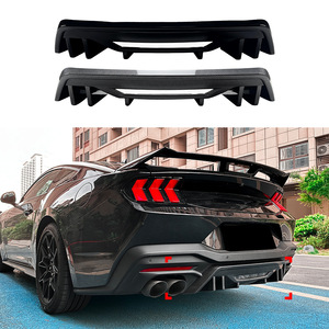 Amp-Z Rear Lip Spoiler Piano Black Carbon Fiber Texture Matte Finish For Ford Mustang Mk7 2024 Tuning Style Exterior - Product Image 1