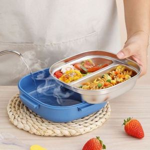 Lonchera Bento de un Solo Nivel, Diseño Simple y Moderno con Compartimentos, Hermética, a Prueba de Fugas, Apta para Calentar, Material de Acero Inoxidable de Grado Alimenticio - Product Image 4