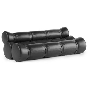 Sofá Modular de Diseño Arqueado con Acabado en Cuero Negro, Muebles para Sala de Estar - Product Image 5