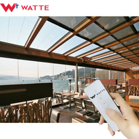 Système de Toit Ouvrant en Verre Rétractable Électrique en Aluminium Moderne Télécommande Protection Solaire pour Terrasse Patio Pergola Toit Plat