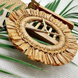 Customized <strong>Raffia</strong> Grass Covered <strong>Belt</strong> Buckle Adjustment Ring Metal Buckle for Woman <strong>Belt</strong> - Product Image 6