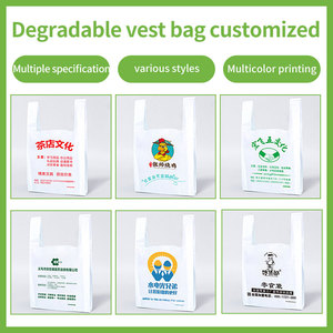 Impresión de logotipo personalizado 100% camiseta biodegradable compostable bolsa de plástico con asa bolsa de compras para exposición de promoción de supermercado - Product Image 4