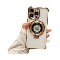 Étui de protection antichute en gel de silicone avec anneau magnétique électroplaqué de luxe et coins renforcés pour téléphones mobiles 13/15