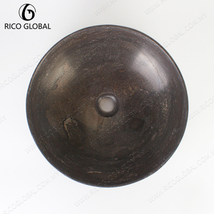 Vasque à poser en marbre bleu pour salle de bain, lavabo en pierre moderne pour maison et hôtel - Product Image 4