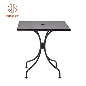 Popular <strong>Design</strong> Table Restaurant square <strong>Industrial</strong> Iron Leg Furniture Black Metal <strong>Top</strong> Cafe Bistro square Dining Table Restaurant - Product Image 2