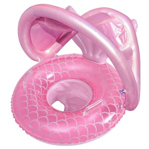 Flotador de Piscina con Diseño de Escamas de Pez Rosa para Niños, 80x65cm, con Asa, Juguete Acuático - Product Image 5