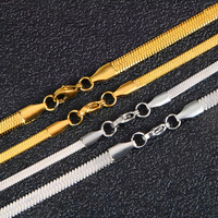 Wholesale PVD 18K Gold Plated 316L Stainless Steel Herringbone Necklace 2mm-5mm Tarnish Free For Women Men Bulk