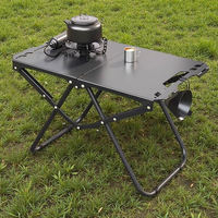 Table pliante portable moderne en acier inoxydable, légère, multifonctionnelle, pour le camping en plein air, la plage, le pique-nique, le thé, installation en une seconde