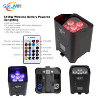 Projecteur LED sans fil Sailwin haut de gamme 6*18W UPLight 6-en-1 DMX512 alimenté par batterie (avec flight case) - pour mariage, DJ, scène, club, discothèque