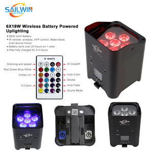 Projecteur LED sans fil Sailwin haut de gamme <span class=keywords><strong>6</strong></span>*18W UPLight <span class=keywords><strong>6</strong></span>-en-1 DMX512 alimenté par batterie (avec flight case) - pour mariage, DJ, scène, club, discothèque - Product Image 5
