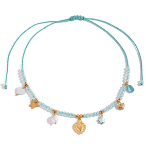 Chic Resort Style Heart Star Pendant Necklace With Freshwater Pearl And Gold Tone Charms For Party Wear - Product Image 5