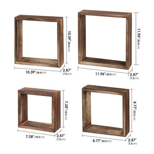 Boîte d'ombre décorative pour la maison Cube carré en bois suspendu étagères flottantes murales <span class=keywords><strong>avec</strong></span> <span class=keywords><strong>corde</strong></span> - Product Image 5