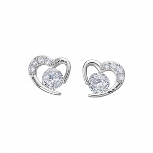 Orecchini a forma di cuore con diamanti bianchi, montatura in argento 925, gioielli romantici da fidanzamento da donna E1316 - Product Image 1