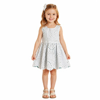 Robe d'été sans manches pour enfants, broderie anglaise, ourlet blanc, décontractée, pour fête ou usage quotidien, personnalisable