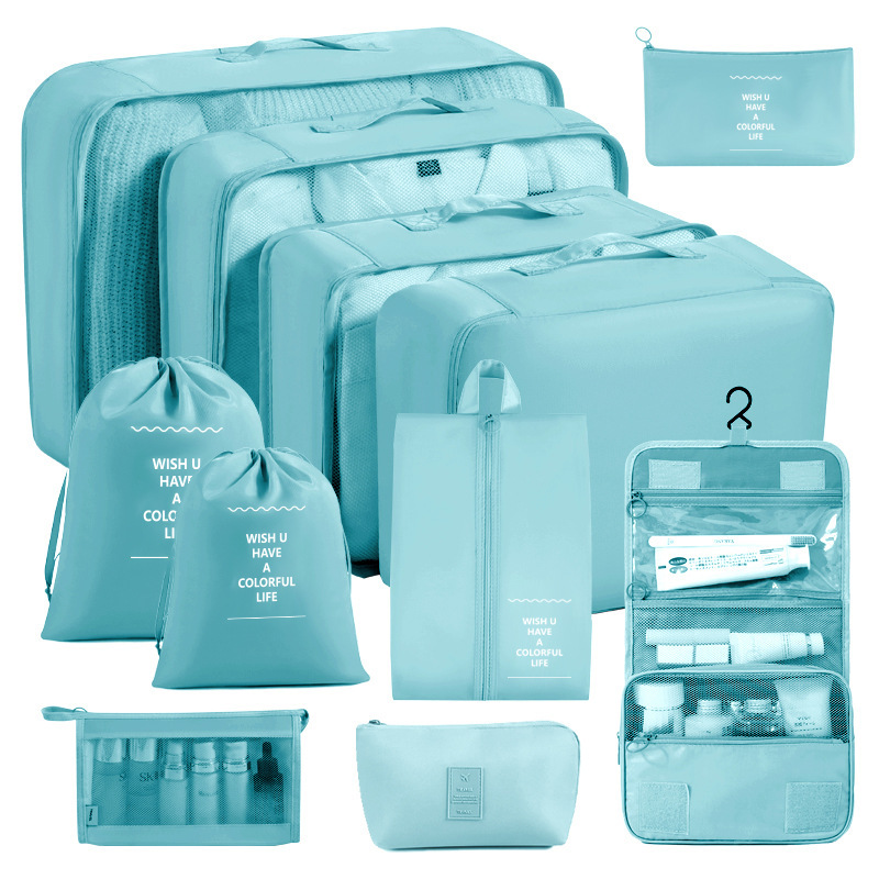 [ชุดเครื่องสำอางและอุปกรณ์อาบน้ำ 11 ชิ้น] สีฟ้าอ่อน