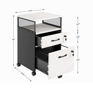 Gabinete de Almacenamiento Rodante para Escritorio, con Ruedas y Cerradura, 2 Cajones, Estante Abierto, Resistente al Agua, Ahorra Espacio, para Cocina - Product Image 6