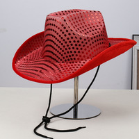 Cappello da Cowboy di Lusso per Halloween e Carnevale, Cappello Western con Paillettes Colorate, Accessorio per Spettacoli e Feste, Disponibile in Vari Colori