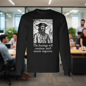 Los golpes no cesarán hasta que mejore el moral Camiseta de manga larga - Product Image 1