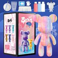 Kit de peinture DIY Ours Fluide 23cm, Ours vierge avec porte-clés, Ensemble de peinture acrylique, Cadeau artisanal fait main