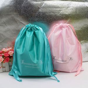 Sacs en satin personnalisés avec logo pour lingerie, extensions capillaires, perruques et mèches, avec cordon de serrage, emballage textile durable pour la vente en gros - Product Image 5