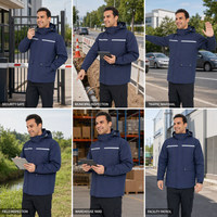 Veste de travail réfléchissante à capuche en softshell coupe-vent et imperméable pour agents de sécurité et patrouilles municipales, vêtement de travail pour hommes, logo personnalisé