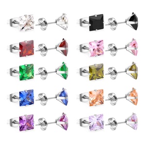 Guangzhou Latest Designs Stainless Steel Mini Zircon Earring Cheap Price Girl Diamond Earrings Gold Plated Colorful Earrings Set - Product Image 6