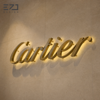 Enseigne murale de bureau personnalisée EZD en métal noir avec halo lumineux, affichage intérieur/extérieur, enseigne 3D personnalisée rétroéclairée par LED