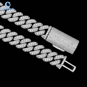 <b>Iced</b> <b>Out</b> Men's 12mm Rise Moissanite Cuban Link <b>Chain</b> Necklace Rhodium Plated 925 Silver Hiphop Jewelry - Product Image 6