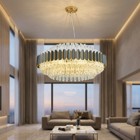 Lustre suspendu rectangulaire à LED en verre cristal pour salon et hôtel, en vente