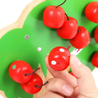 Juego de Construcción Magnético de Madera DIY: Árbol de Manzanas para Recoger, Bloques de Construcción Artesanales, Juguete Educativo de 100 Piezas para Niños y Niñas