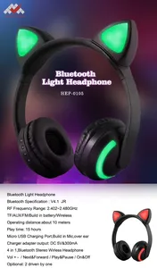 Audífonos Inalámbricos <span class=keywords><strong>con</strong></span> <span class=keywords><strong>Orejas</strong></span> <span class=keywords><strong>de</strong></span> <span class=keywords><strong>Gato</strong></span>, Luz LED, Suministro <span class=keywords><strong>de</strong></span> Fábrica, Lindos, Resistentes al Agua IPX-3, Retardo <span class=keywords><strong>de</strong></span> 41-50ms, Se Pueden Usar para - Product Image 6